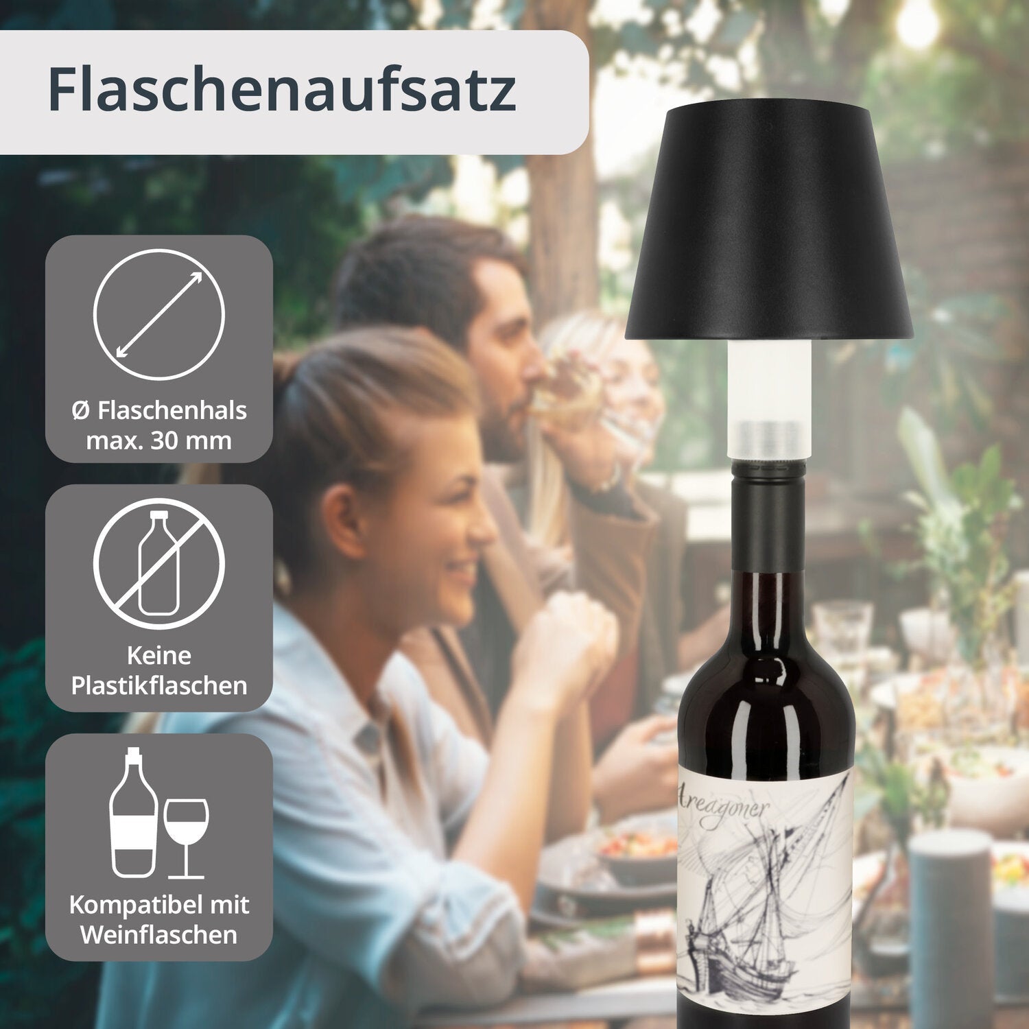 2-in-1 Tisch- und Flaschenleuchte