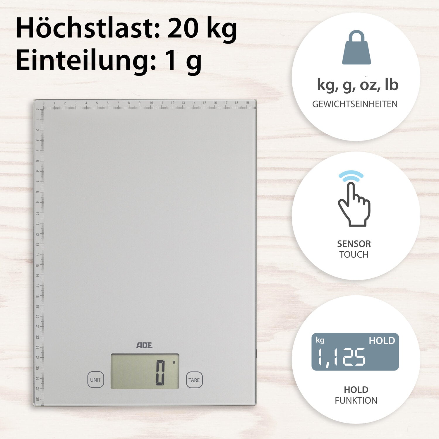 Digitale Waage Bridget mit Zentimetermaß