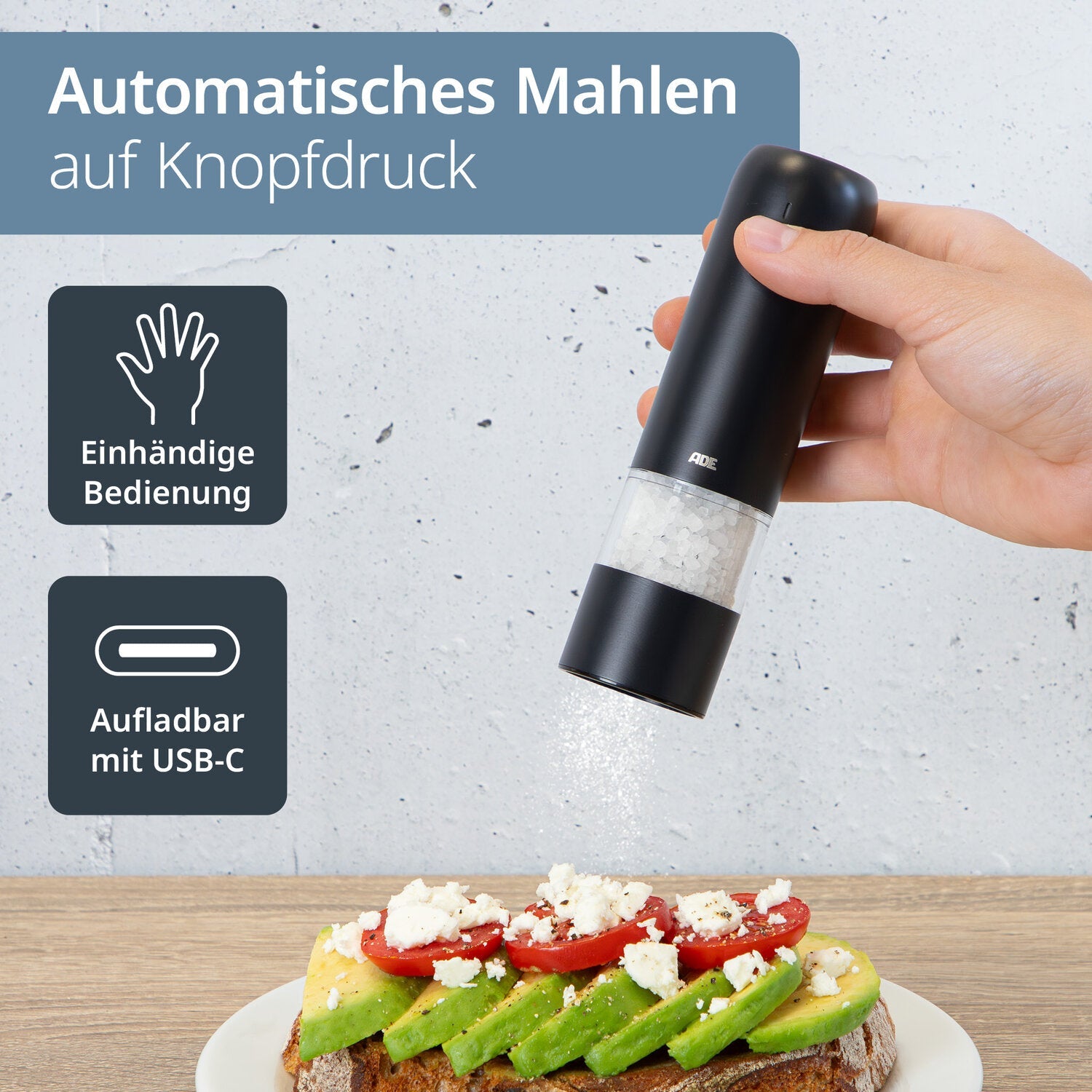 Elektrische Mini-Salz- und Pfeffermühle