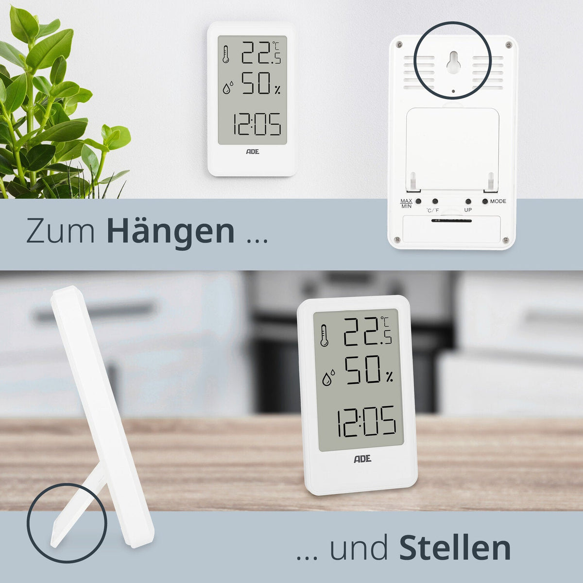 Digitales Thermo-/Hygrometer mit Uhr