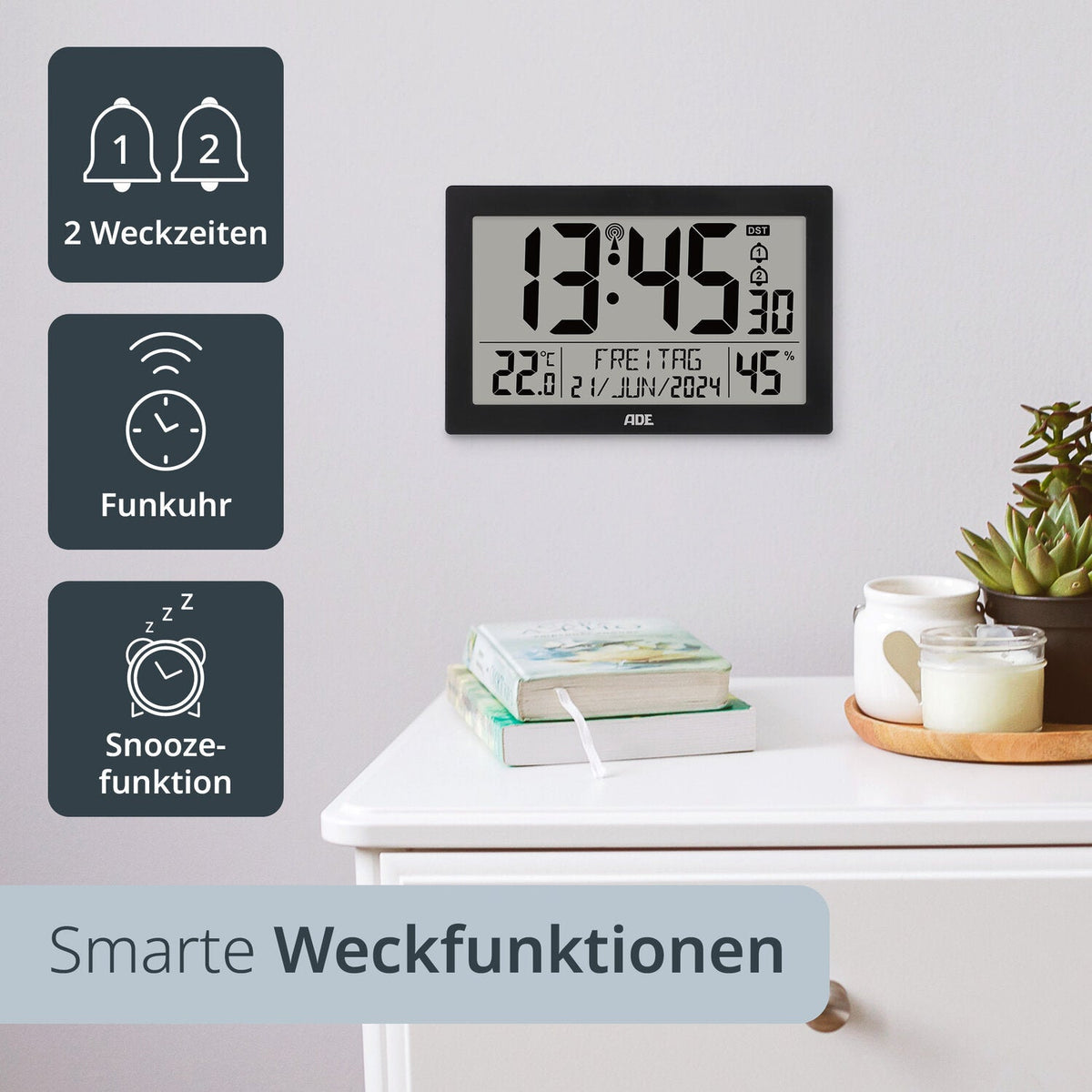 Digitale XL-Funkwanduhr