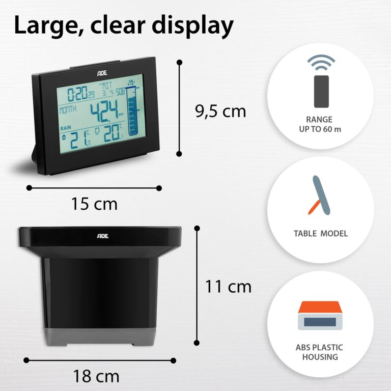 Weather station with radio-controlled rain gauge | ADE WS1907