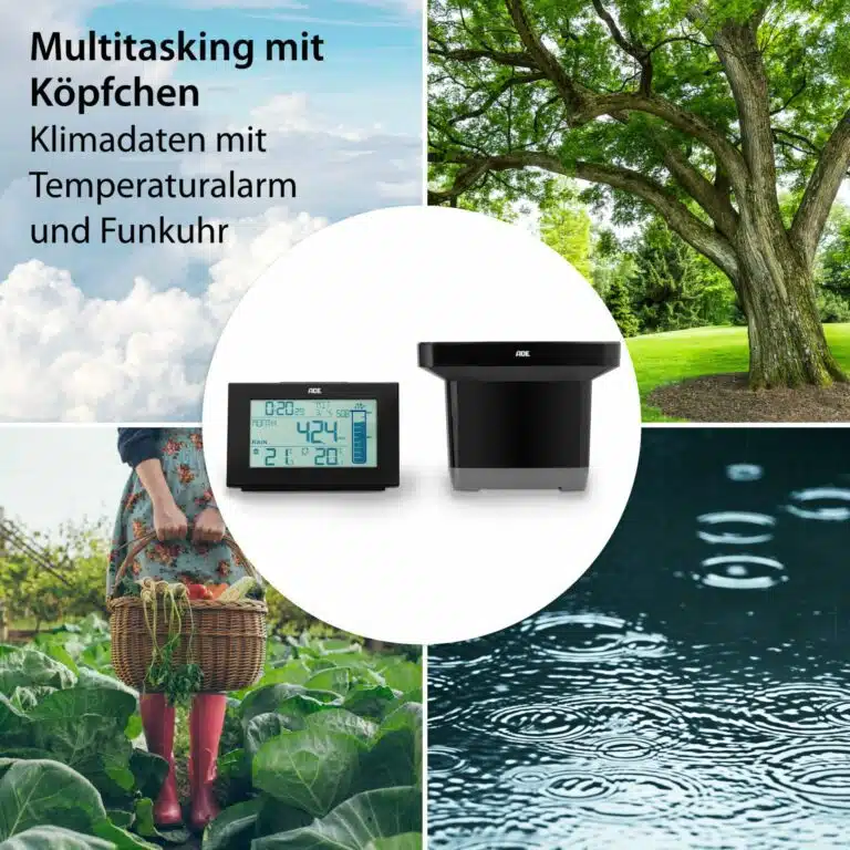 Wetterstation mit Funk-Regenmesser | ADE WS1907 - Multitasking mit Köpfchen