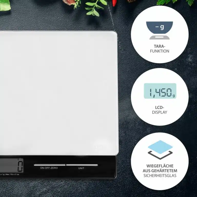 Digitale Küchenwaage | ADE KE1215 Franzi - Tara, LCD-Display und Wiegefläche