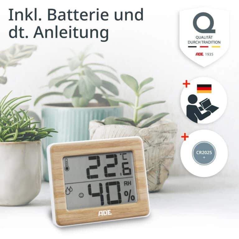 Thermo-/Hygrometer | ADE WS1702 - Anleitung und Batterie