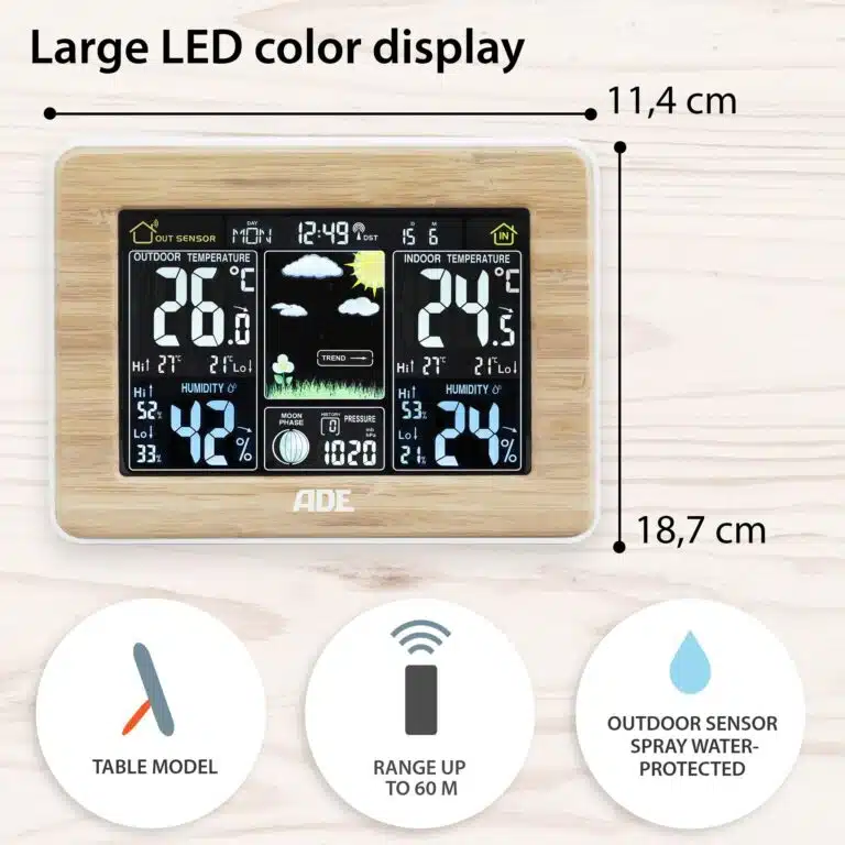 Weather station with wireless outdoor sensor | ADE WS1703