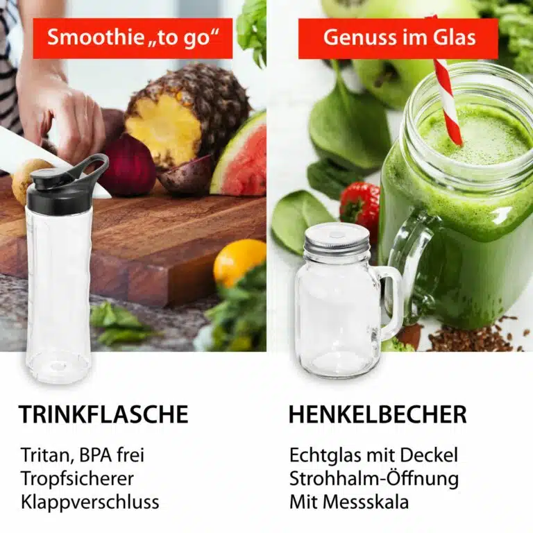 Smoothie Maker mit Gewürz- und Kaffeemühle | ADE KA1823 Becher