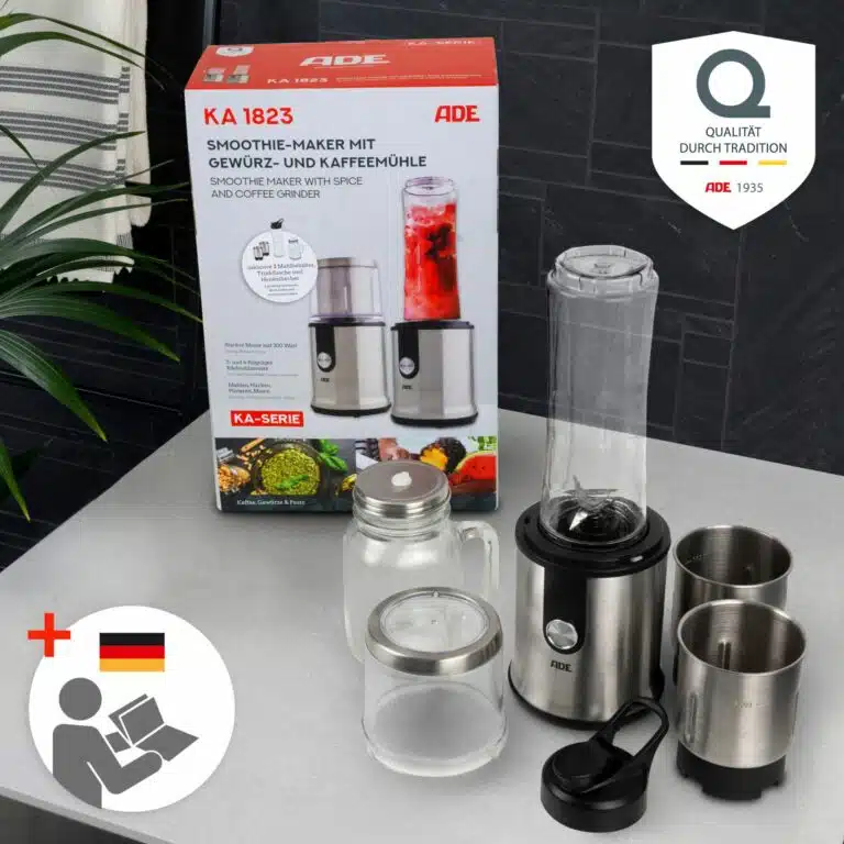 Smoothie Maker mit Gewürz- und Kaffeemühle | ADE KA1823 Verpackung