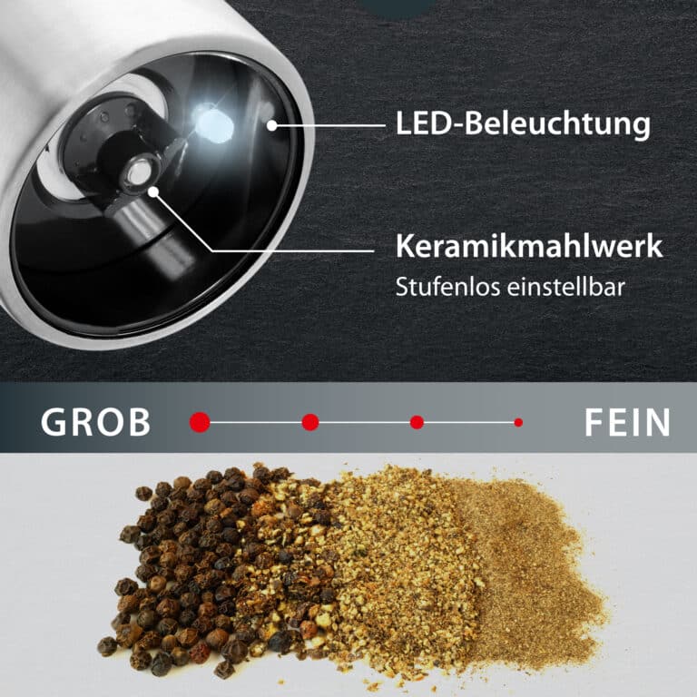 Elektrische Salz- und Pfeffermühle | ADE KG1900-1 - LED-Beleuchtung