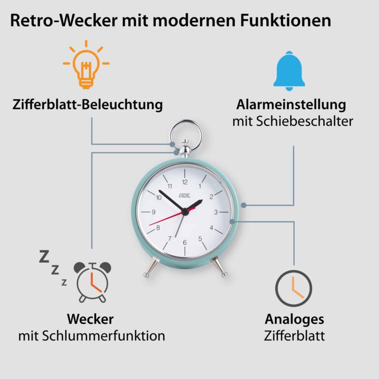 Analoger Retro-Wecker | ADE CK2008 - Funktionen