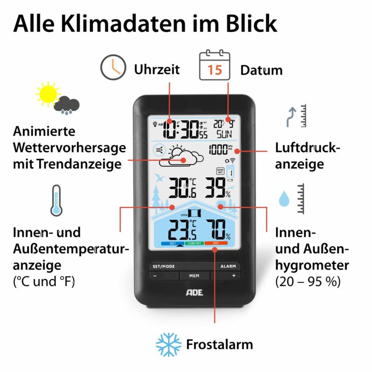 Wetterstation mit Lüftungsempfehlung | ADE WS2132 - alle Klimadaten im Blick