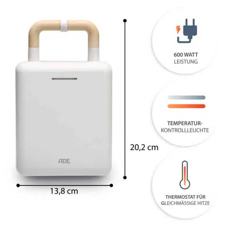 2-in-1 Waffeleisen mit Sandwichmaker | ADE KG2138-1 - Maße