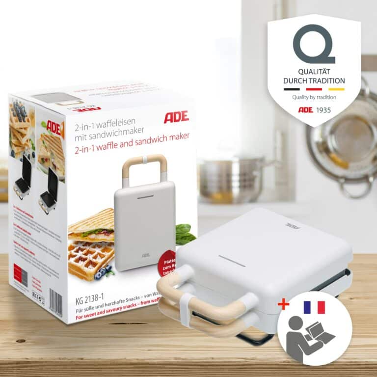 2-in-1 waffle and sandwich maker (Teflon coated) | ADE KG2138-1