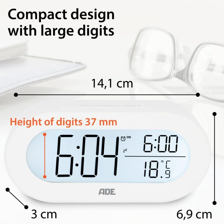 Digital alarm clock with temperature display | ADE CK2134