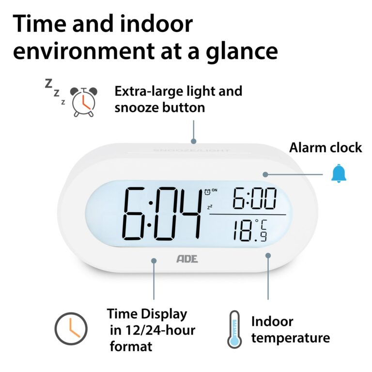Digital alarm clock with temperature display | ADE CK2134