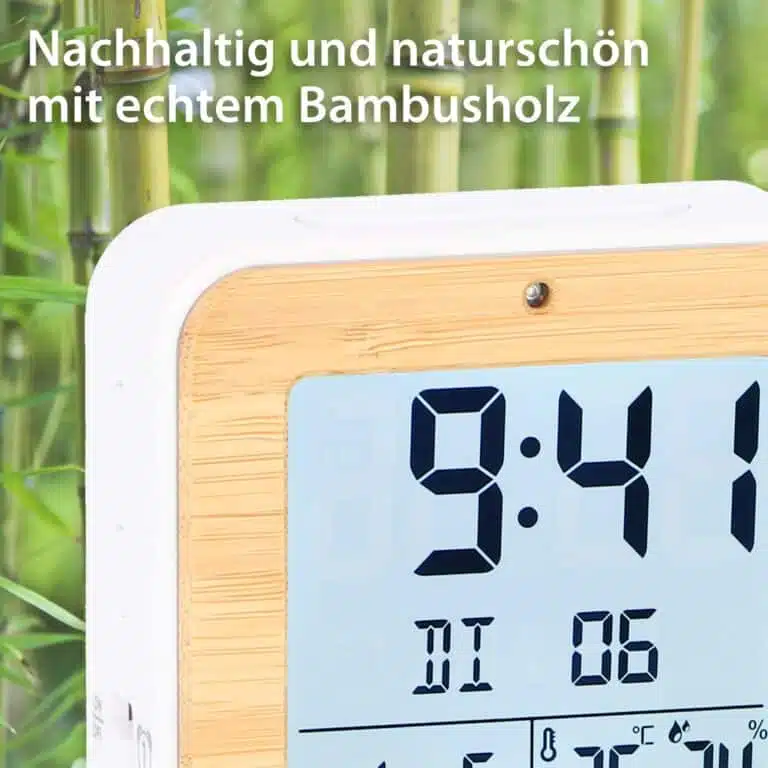 Wecker | ADE CK2112 - Nahaufnahme Bambus