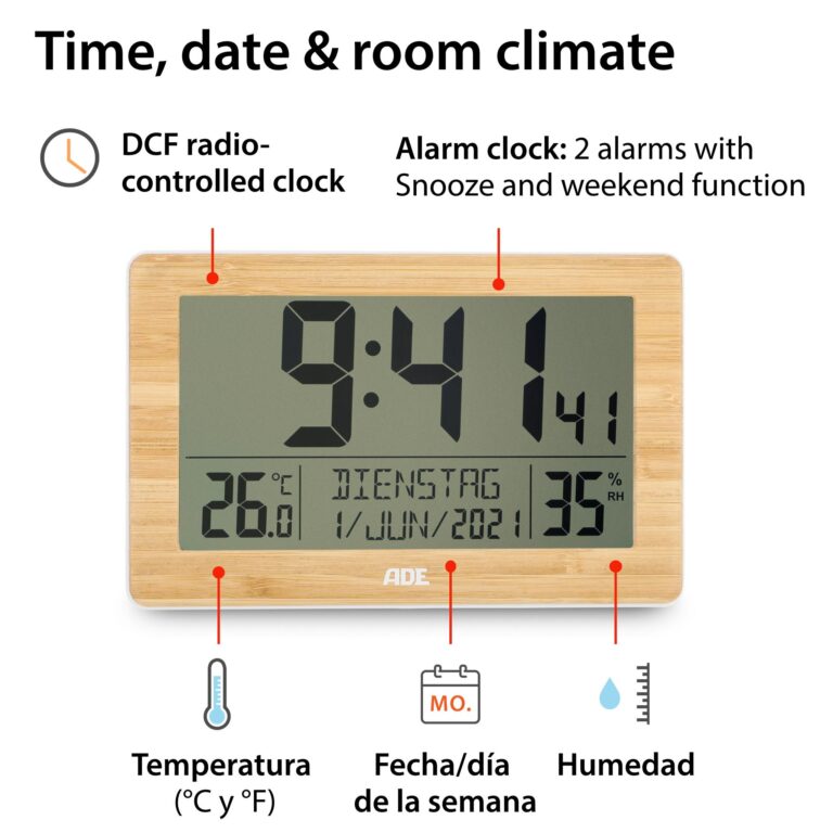 radio-controlled clock with dual alarm | ADE CK2113
