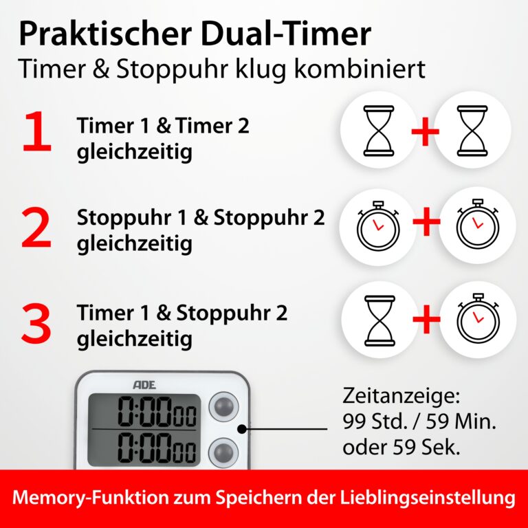 Digitaler Dual-Küchentimer | ADE TD2100-2 - Dual-Timer