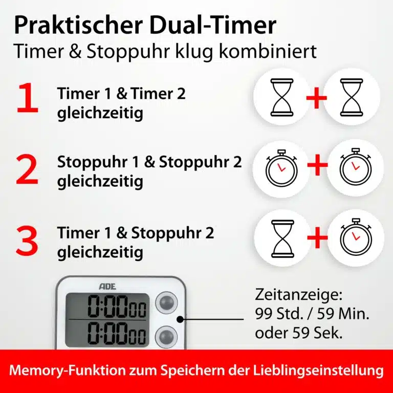 Digitaler Dual-Küchentimer | ADE TD2100-2 - Dual-Timer