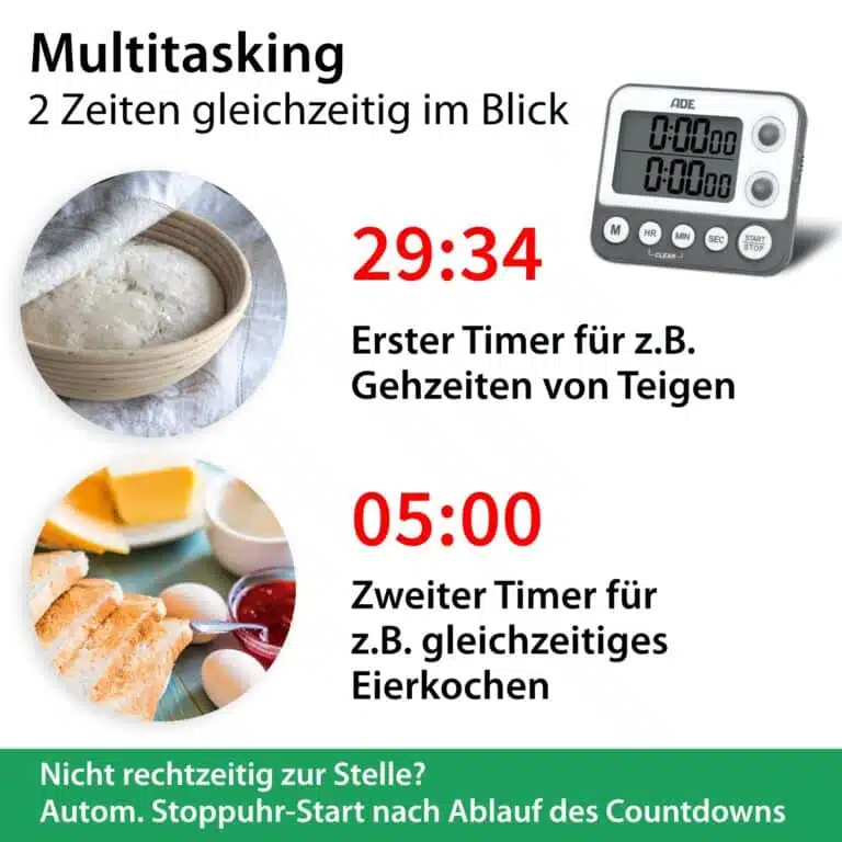 Digitaler Dual-Küchentimer | ADE TD2100-2 - Multitasking