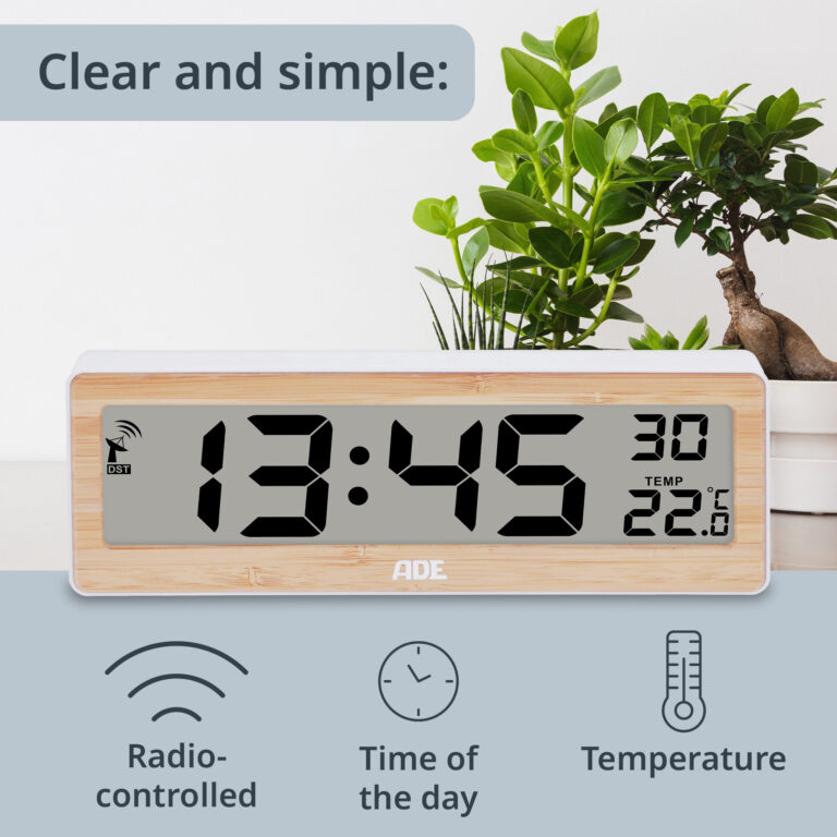 Digital Radio Controlled Clock with Temperature | ADE CK1704