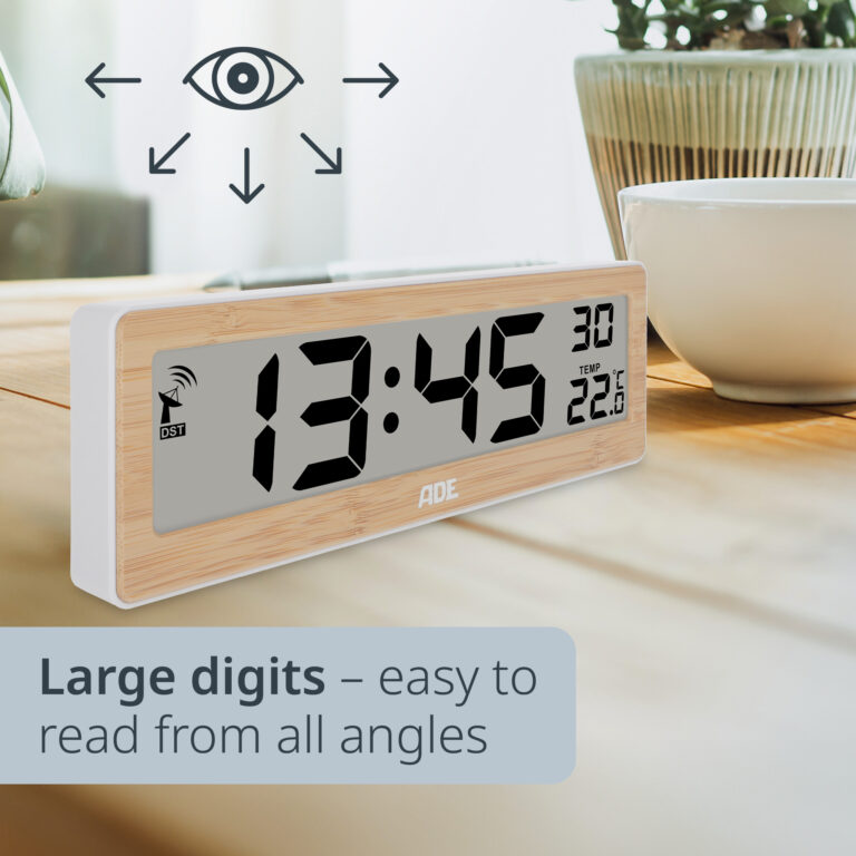 Digital Radio Controlled Clock with Temperature | ADE CK1704
