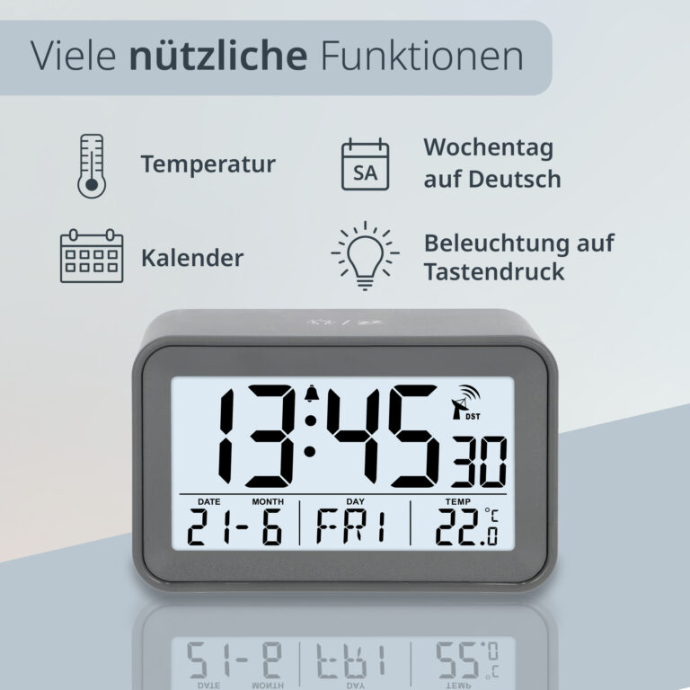 Radio-controlled alarm clock with calendar | CK2306