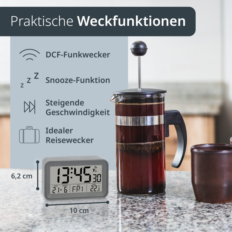 Radio-controlled alarm clock with calendar | CK2306