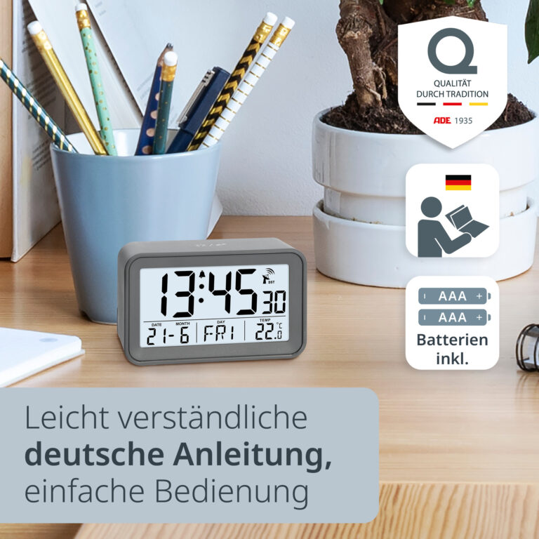 Radio-controlled alarm clock with calendar | CK2306