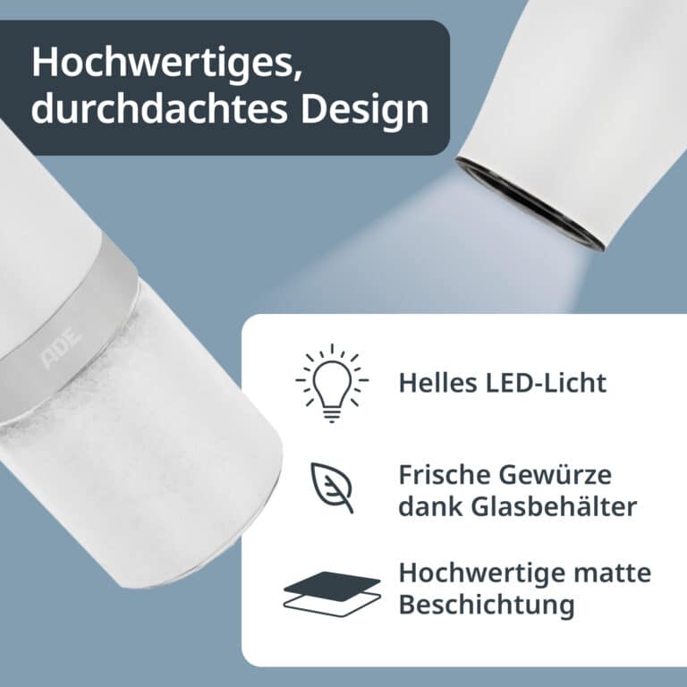 Elektrische Salz-/Pfeffermühle mit Kippsensor | KG2407-2