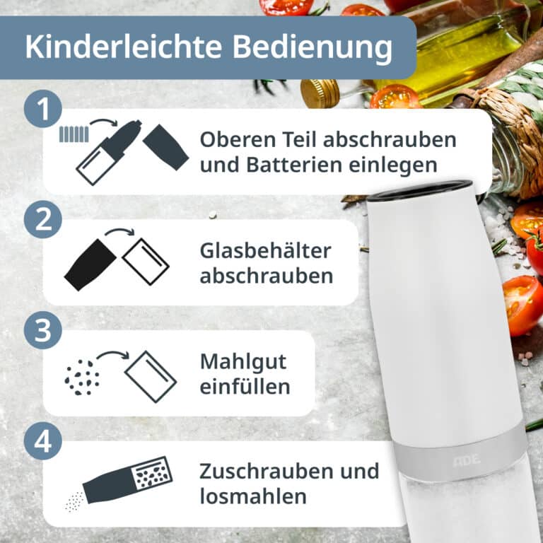 Elektrische Salz-/Pfeffermühle mit Kippsensor | KG2407-2
