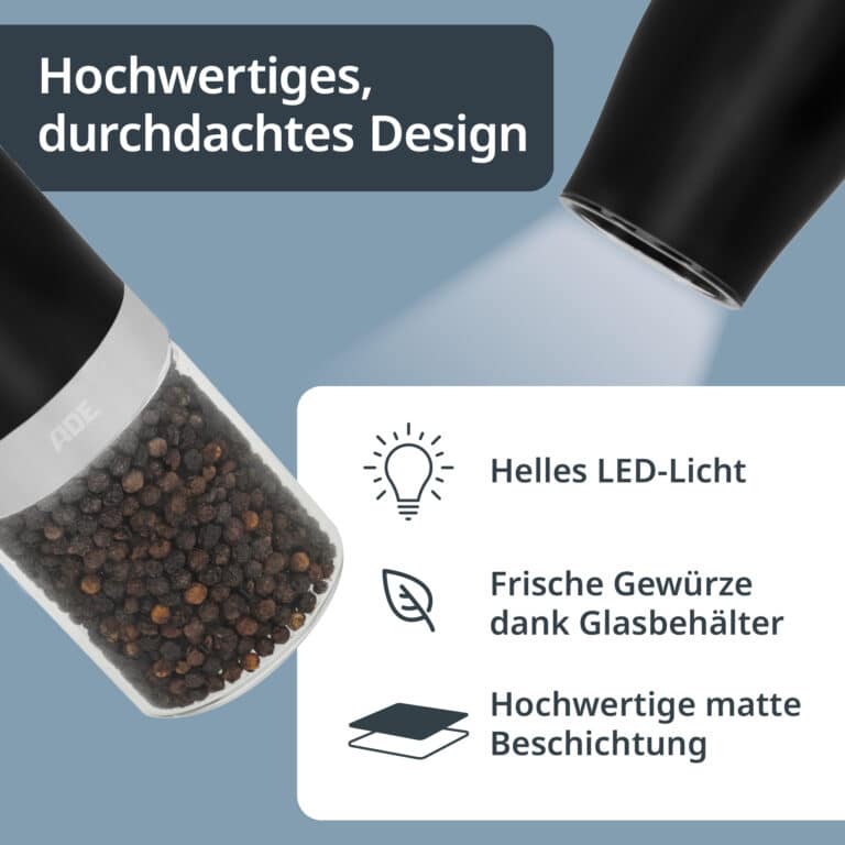Elektrische Salz-/Pfeffermühle mit Kippsensor | KG2407-1