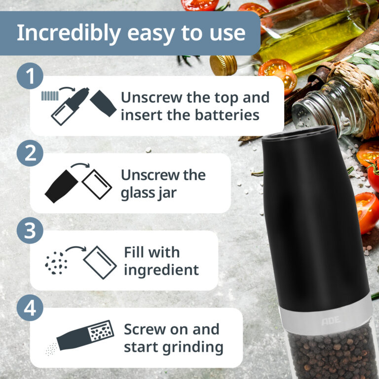 Electric salt/pepper mill with tilt sensor | KG2407-1