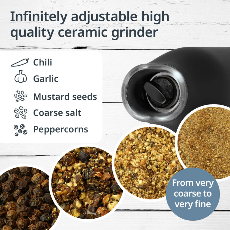 Electric salt/pepper mill with tilt sensor | KG2407-1