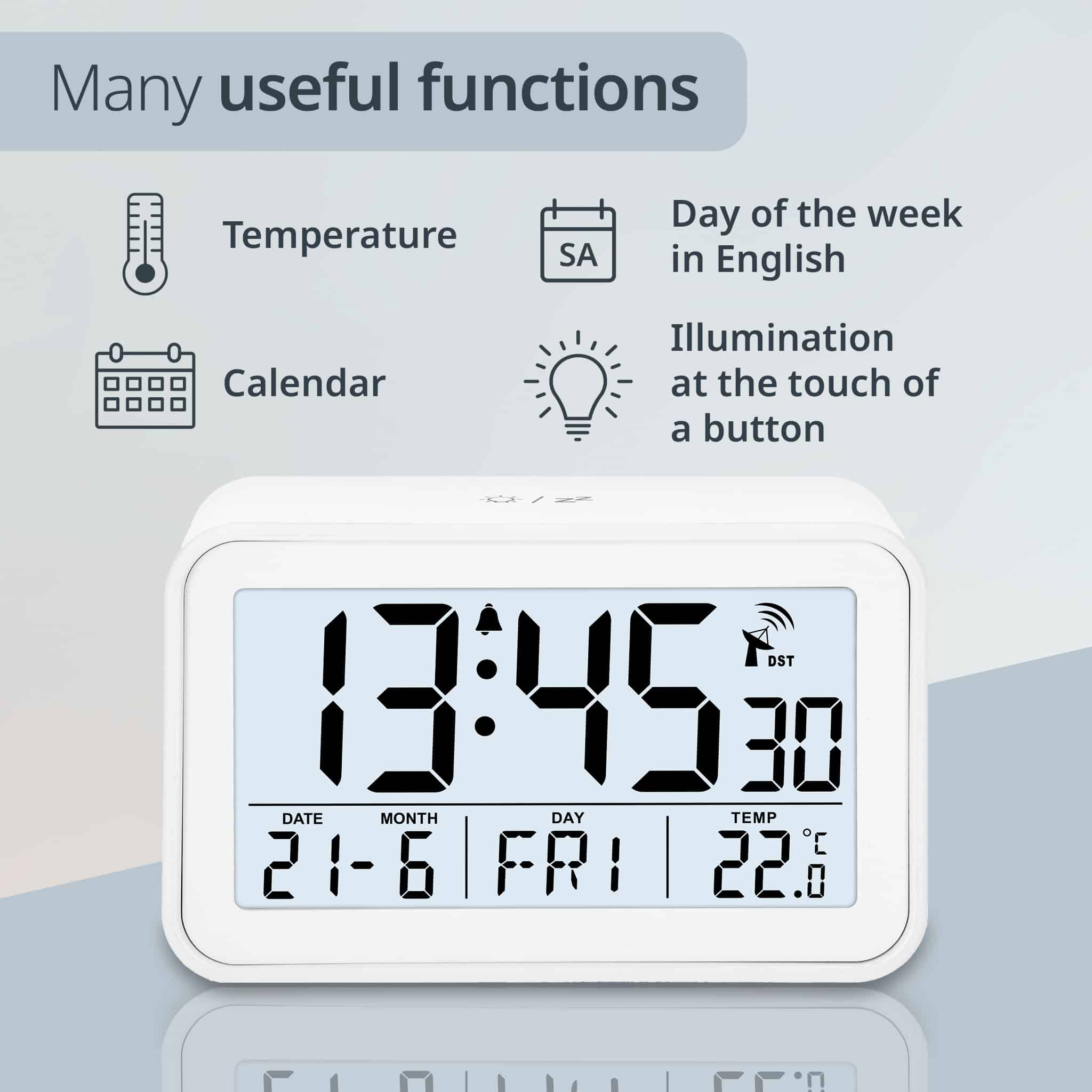 Radio-controlled alarm clock with calendar | CK2306-1