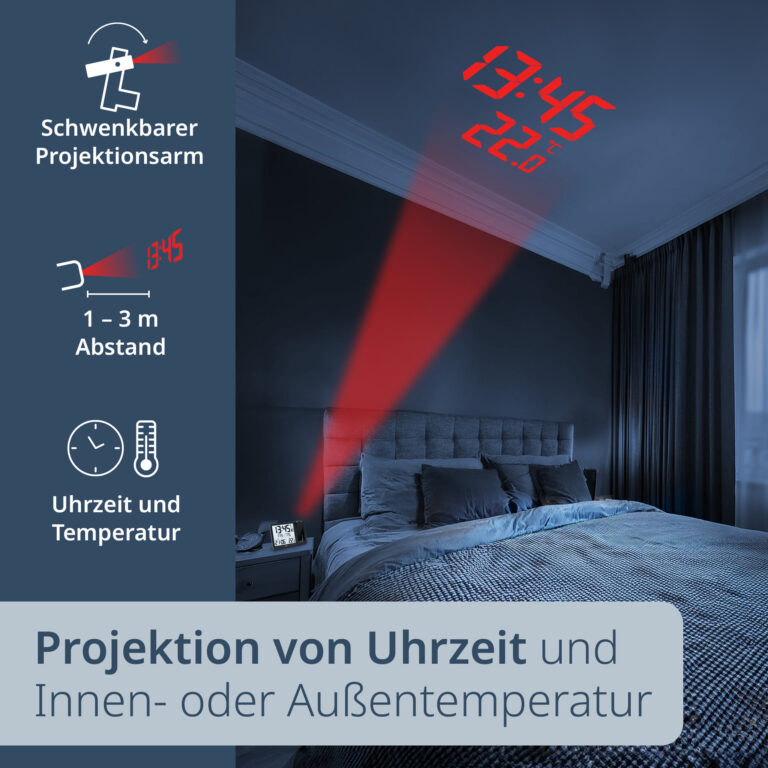 Digitaler DCF-Funkwecker mit Projektion | ADE CK2406-1