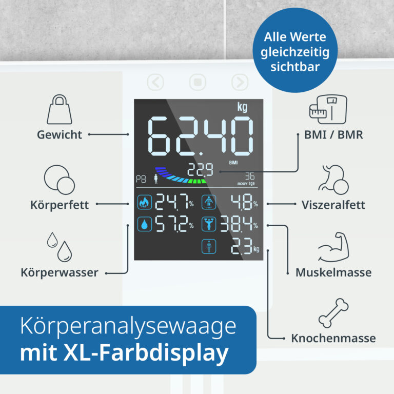 Digitale Körperfettwaage mit großem Farbdisplay | ADE BA2500-2 Emmy