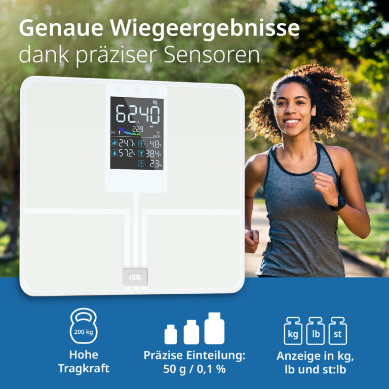Digitale Körperfettwaage mit großem Farbdisplay | ADE BA2500-2 Emmy